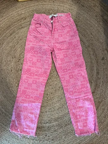 Jean straight Bershka rose motif