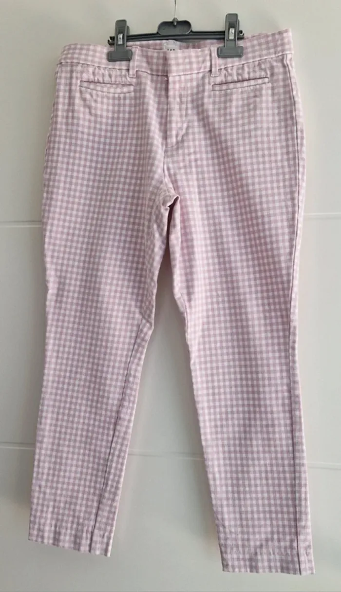 Pantalon blanc rose Vichy - photo numéro 3