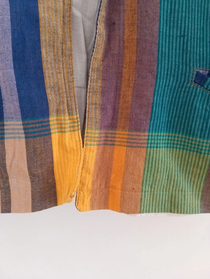 Petite veste vintage courte en coton carreaux style madras - photo numéro 6