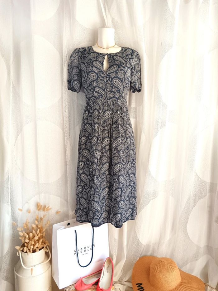 Claudie Pierlot | Robe Rizalde  bleu Et noir | t. 36 - photo numéro 16