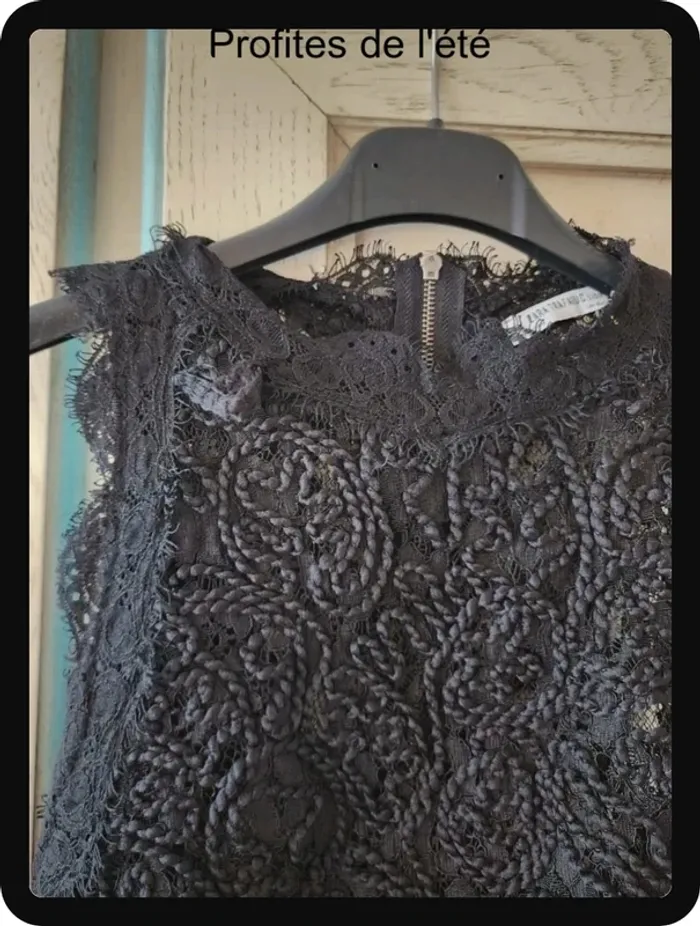 Top noir macramé Zara - photo numéro 2