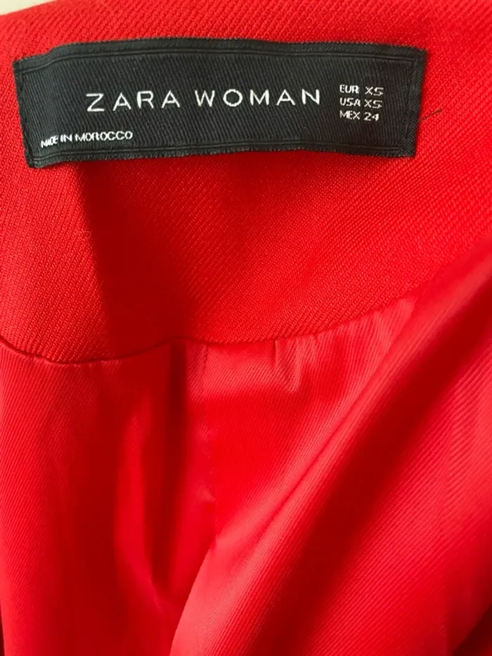 Zara veste blazer tailleur rouge ceinturée taille XS - photo numéro 5