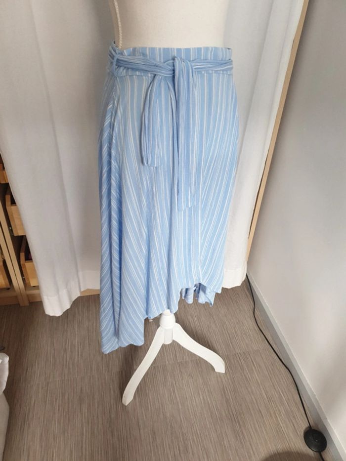 Neuve jupe longue femme bleu rayé blanc taille S