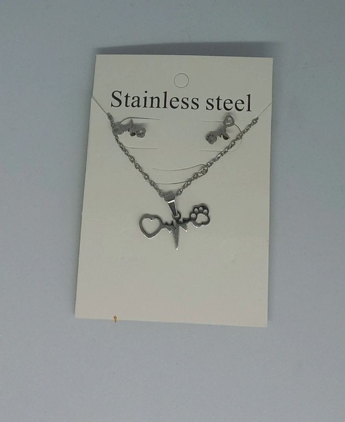 Ensemble Colliers boucles oreilles acier inoxydable femme adolescente