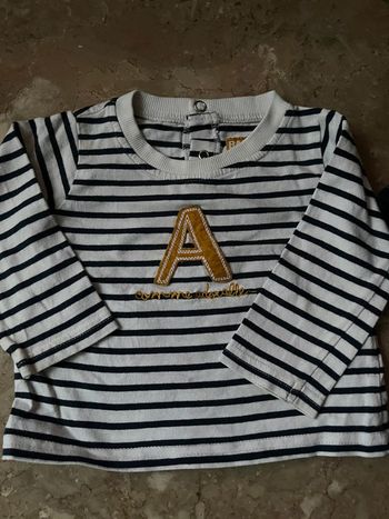 T shirt coton manches longues marinière 9 mois