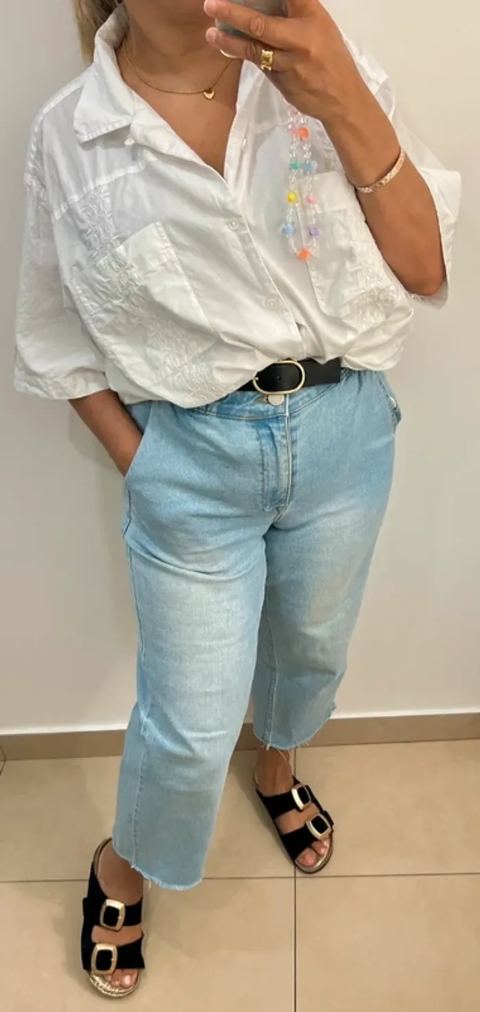 Chemise Ample Blanche Gap Brodée Taille L - photo numéro 4
