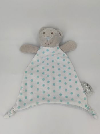 Doudou Plat Ours Gris Blanc Bleu Mes Petits Cailloux