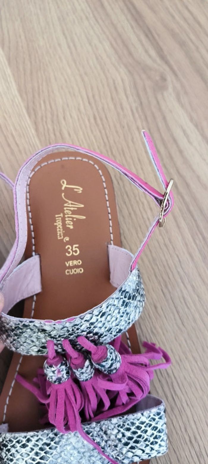 Sandales pied nu l'atelier tropézien 35 quasiment neuf - photo numéro 6