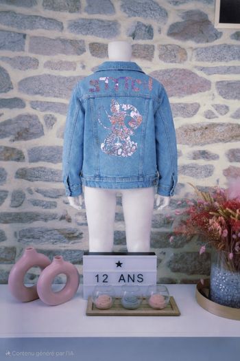 Veste en jeans bleu clair délavée Fille taille XS 12 ans marque Stitch by Kiabi 🦜