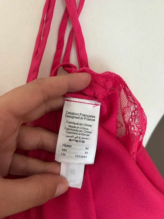 Etam top, caraco, rose, satin fuchsia, taille 38 femme - photo numéro 7