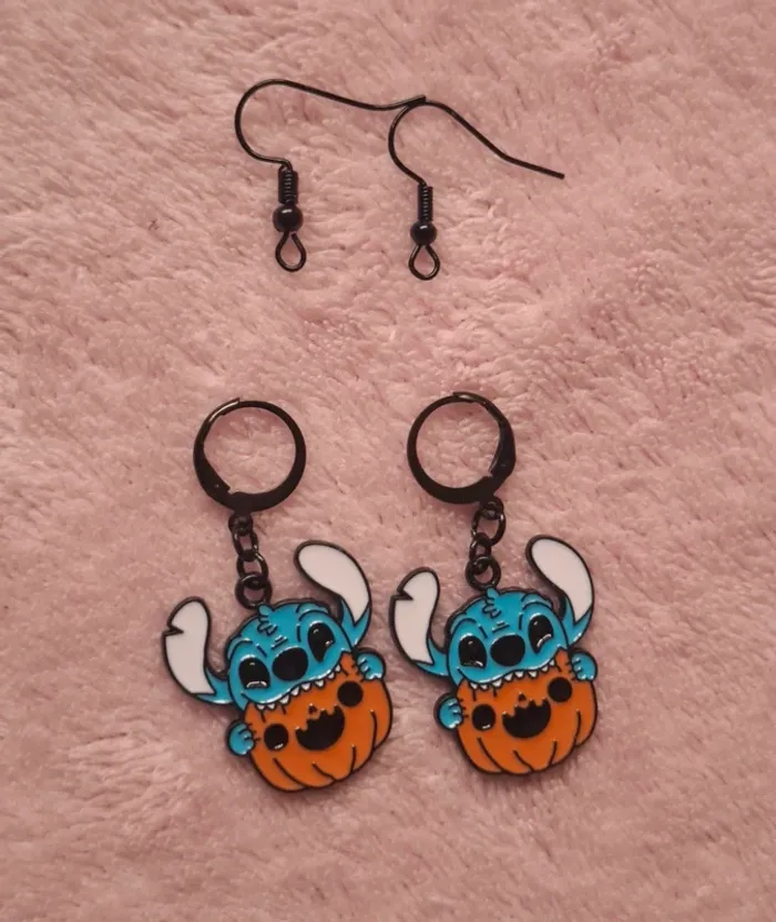Boucles d’oreilles Stitch & Citrouille