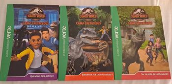 3 livres Jurassic World la bibliothèque verte