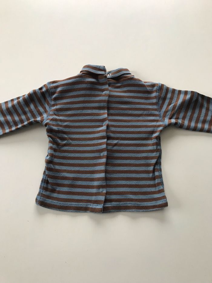 Sous-pull bébé rayé marron/bleu 6 mois - photo numéro 2