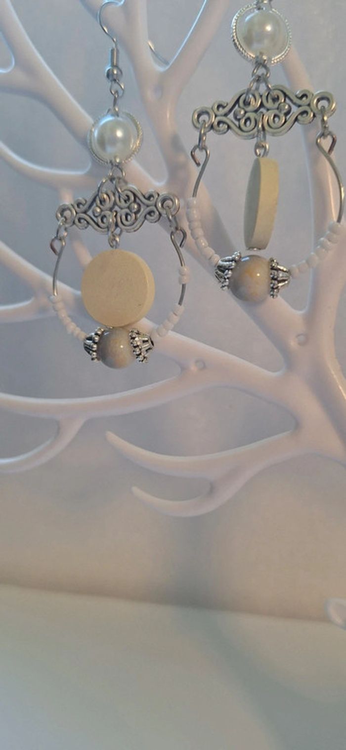 Boucles d’oreilles fait main pendantes bohèmes - photo numéro 4