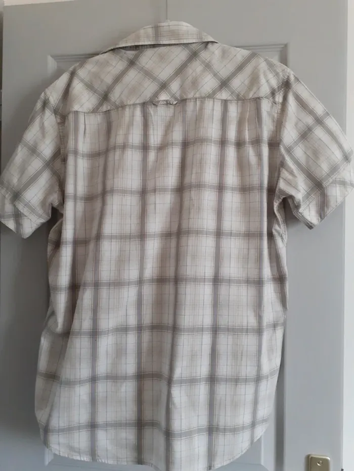 Chemise homme à carreaux beige gris bleu taille XL - photo numéro 8