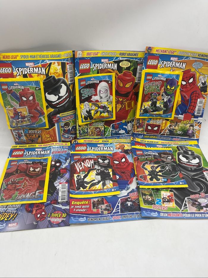 Lot de 6 livres D’activités Magazines Lego Marvel Spiderman Avec leurs figurines Neuf