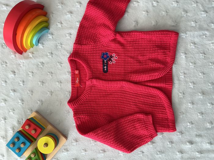 gilet fuchsia broderie poitrine 18 mois tissaia - photo numéro 4