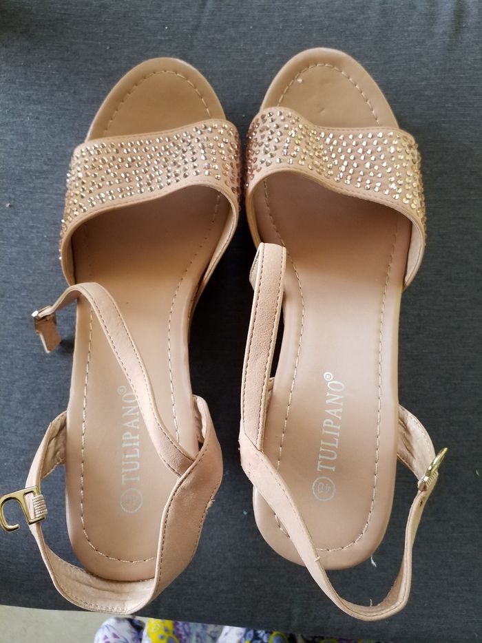 Compensé rose avec strass pointure 40 - photo numéro 7