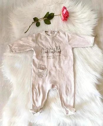 👶 Pyjama grenouillère velours bébé fille 12 mois beige rosé