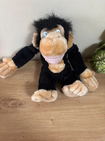 Peluche singe chimpanzé noir beige waikiki vintage
