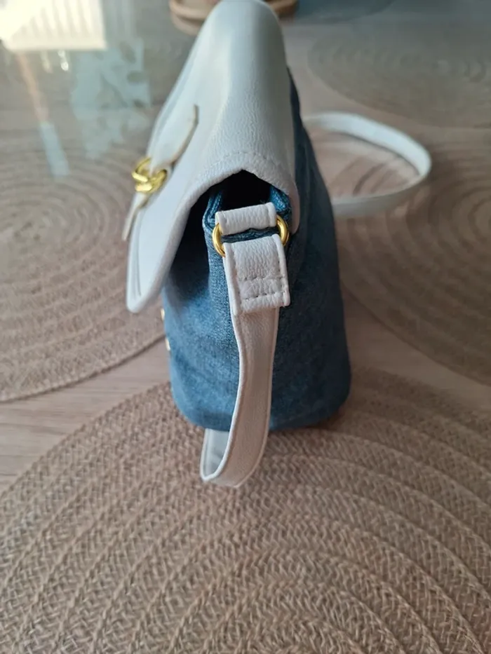 Sac bandoulière Ted Lapidus bleu/gris et blanc cassé - photo numéro 5