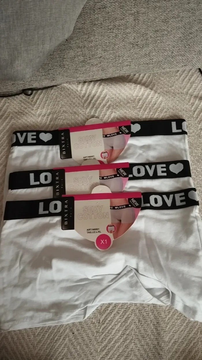 Lot de 3 boxers blanc et noir écriture love femme taille 36/38 - photo numéro 6