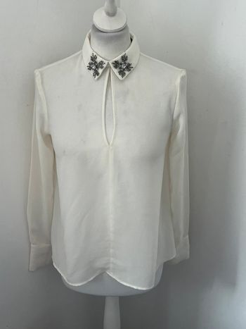 Chemisier blanc col strass Zara XS