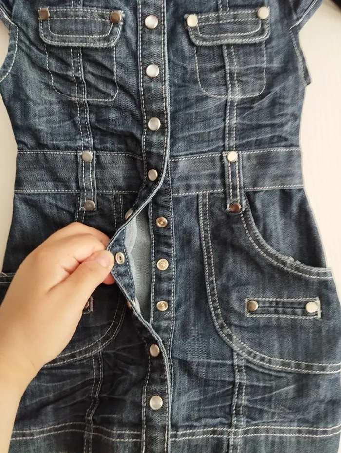 * Robe en jean boutons pression manches courtes T4A Jean's - photo numéro 2