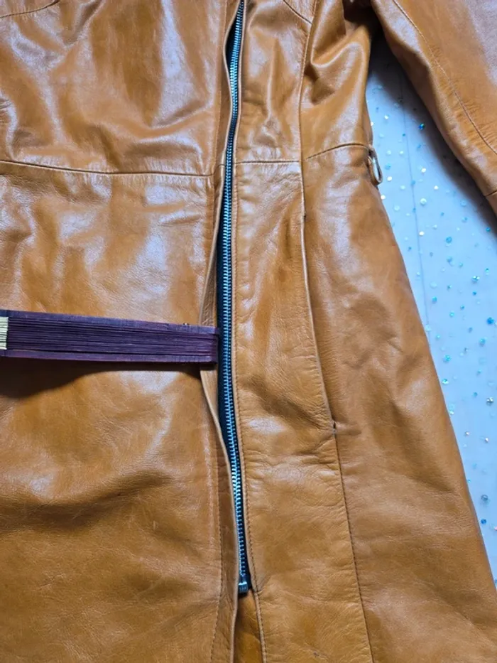 Veste en cuir de Vachette Camel taille 2 fabriquée en France🇨🇵 - photo numéro 10