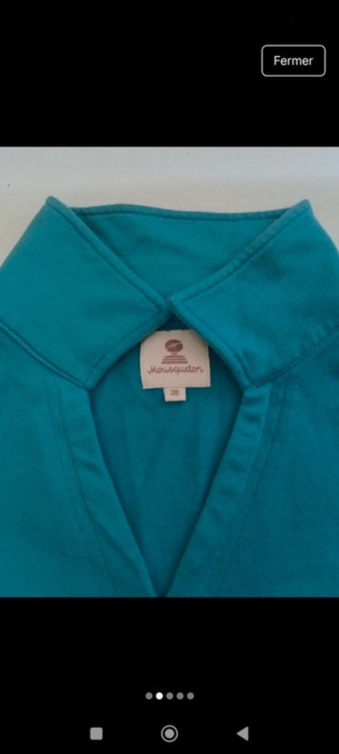 Tee shirt Polo manches courtes femme Mousqueton taille 38 col en V - photo numéro 2