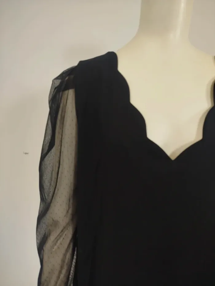 Col festonné décolleté Manches longues transparente (A999) - photo numéro 3