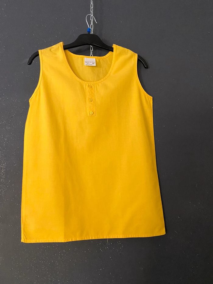 Top blouse vintage jaune tournesol 100% coton