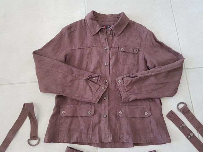 Ensemble 2 pièces SYM 100% lin  marron manches relevables - photo numéro 9