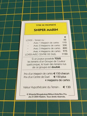 Carte Sniper marin pièce détachée Monopoly Duel Masters Hasbro Parker Wizards #A64