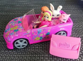 Poupées polly pocket + animaux + véhicule + vêtements