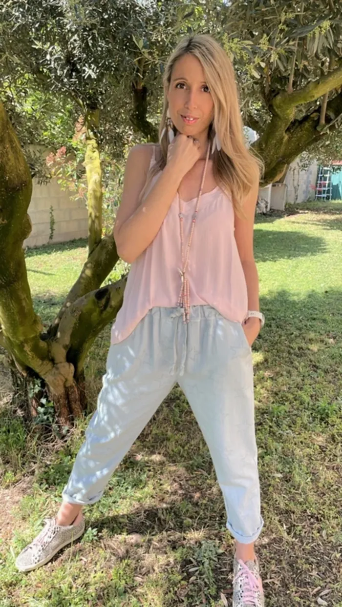 Débardeur rose poudré bretelles réglables taille unique