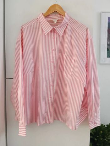 Chemise vintage à rayures roses manches longues