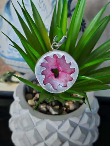 Pendentif en argent Sterling 925 avec pierre géode de quartz