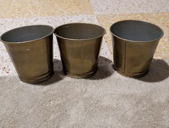 Lot de 3 pots bombés doré