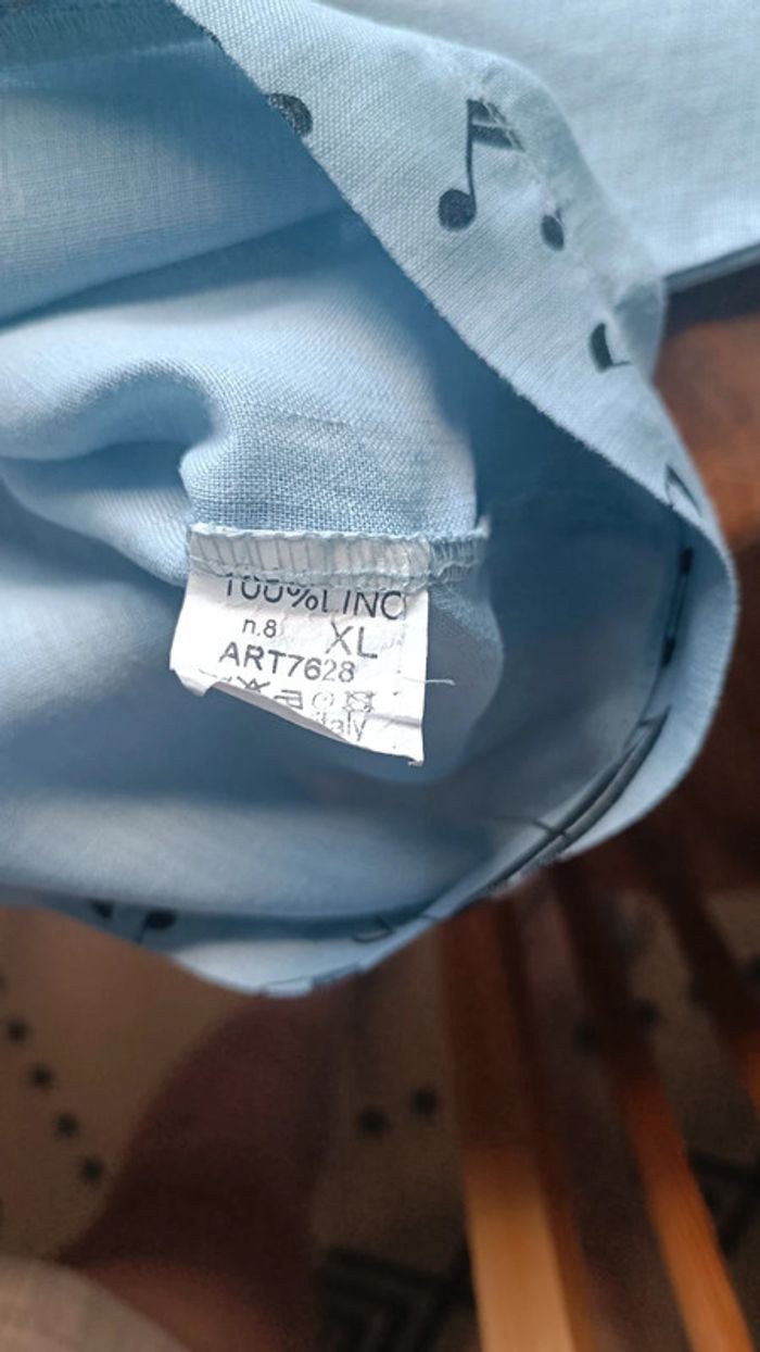 Haut court bleu ciel "Made in Italy" - lin - taille L/XL - photo numéro 3