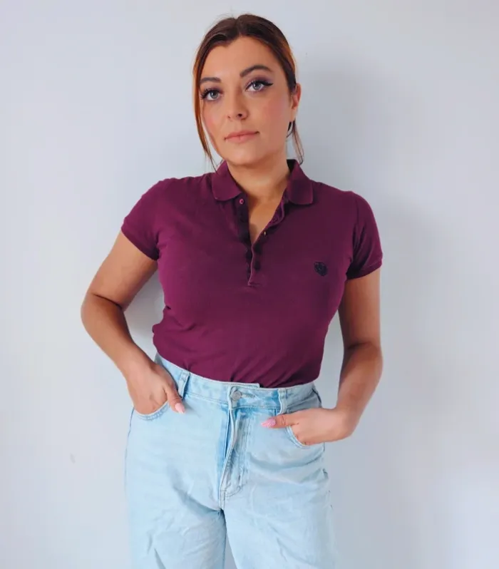 Polo manches courtes violet bordeaux classique The Kooples Taille 36 - photo numéro 4