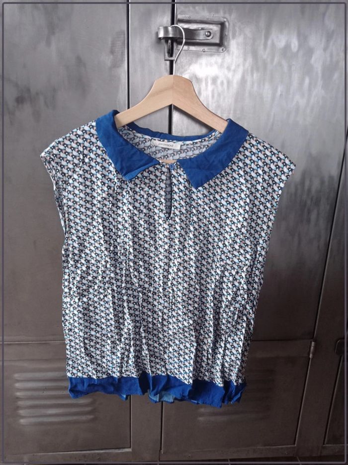 Haut manches courtes bleu Promod taille 36 bon état