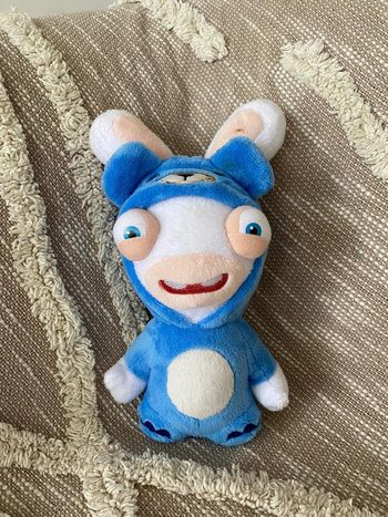 Peluche doudou 24cm lapins cretins déguisé en ours bleu bon état