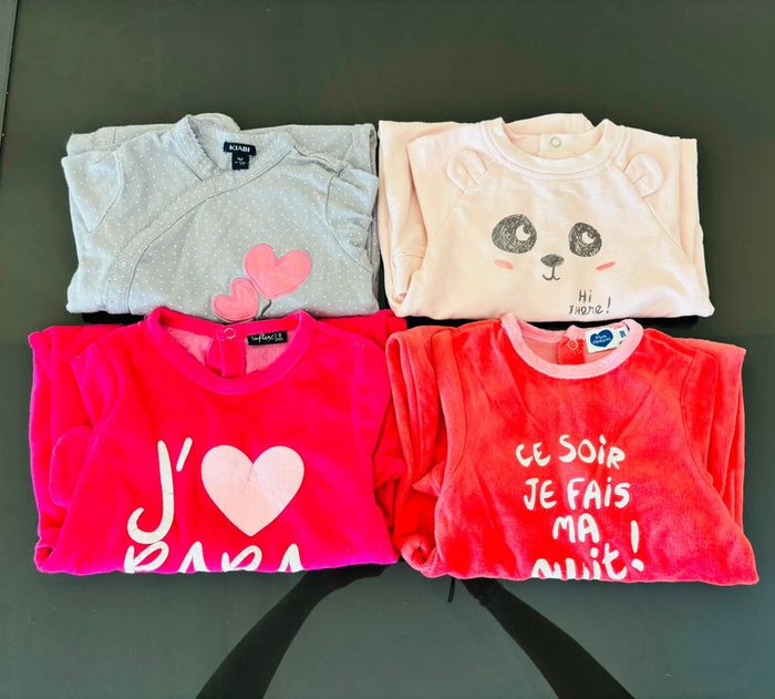 Lot de 4 pyjamas une pièce / Taille 9 mois - photo numéro 2