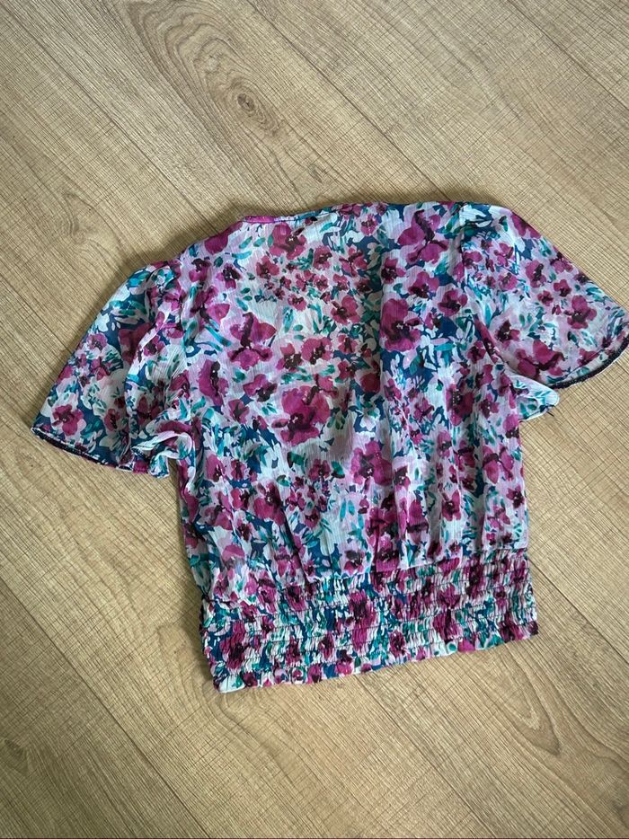 Blouse courte fleurie à manches courtes Morgan taille 34 jamais portée - photo numéro 8