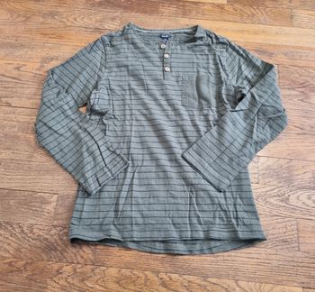t-shirt manches longues garçon kiabi kaki à rayure taille 10ans