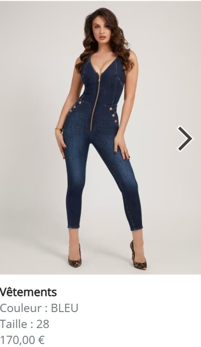 Combinaison en jean bleu foncé - Guess - photo numéro 3