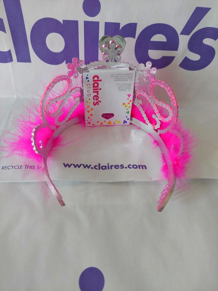 Déguisement Couronne princesse plumes roses neuf Claire's - photo numéro 3