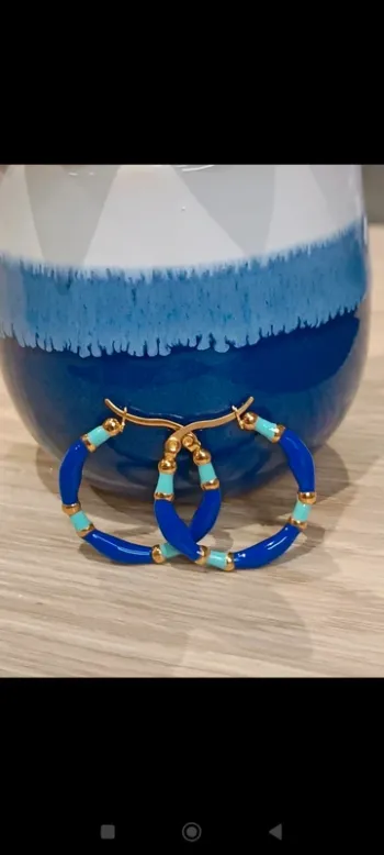 Boucles d'oreilles créoles bleu