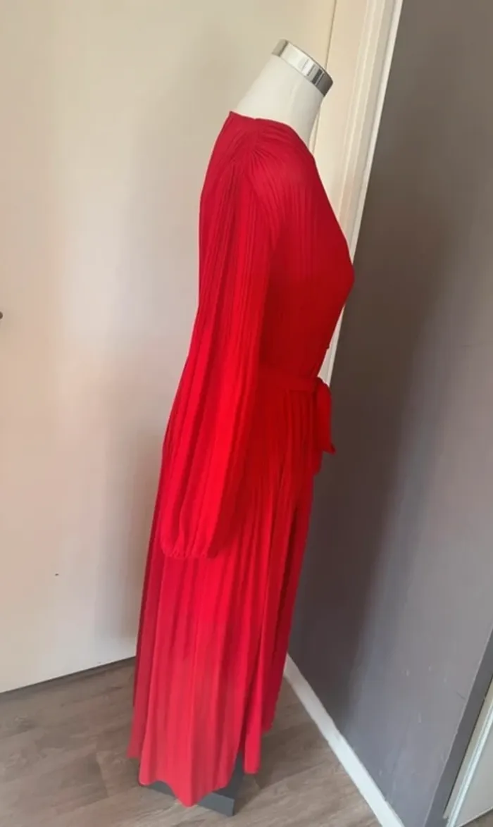 Maje Robe longue rouge, plissé femme, taille 40 - photo numéro 10